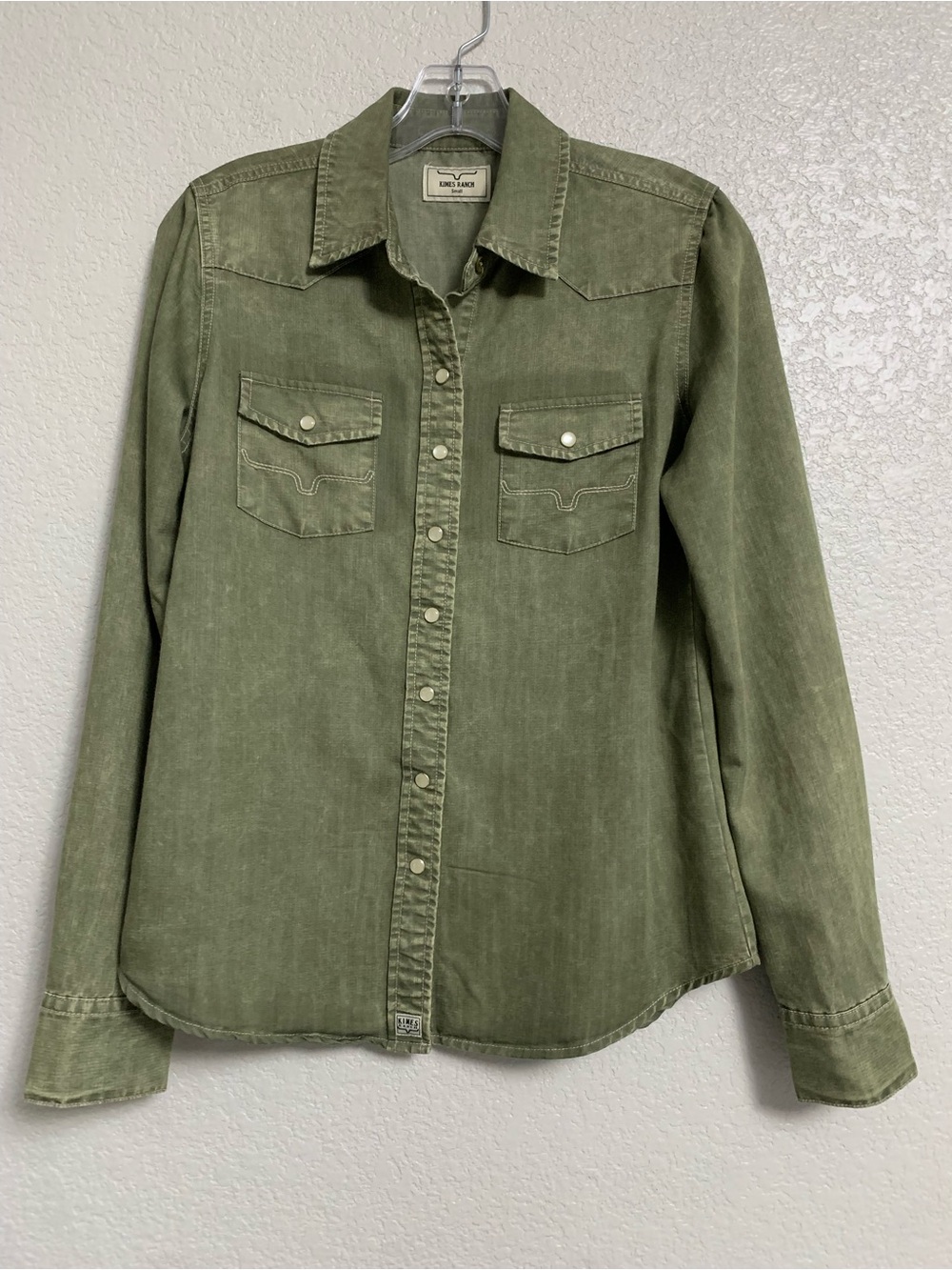 Kimes Ranch Kaycee Shirt Top Women S Western Pearl Snap Army Denim Cowgirl Rodeo